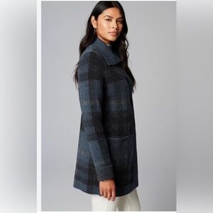 J. Jill Dark Blue Plaid Cardigan Size M Tall